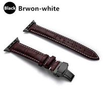 Genuine Leather strap For Apple watch band 44mm 40mm 42mm 38mm Crocodile bracelet correa iwatch series 7 SE 6 5 4 3 8 45mm 41mm 38MM 40MM 41MM black