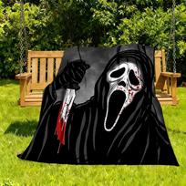 1PC Ghostface Scream Outdoor Flannel Throw Blanket - HD Printed Lightweight Soft Warm All-Season Blanket for Sofa, Bed, Travel, Camping 038 130x150cm