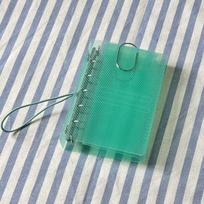 Ins PVC Transparent Twill M5 tri-fold Binder Notebook Ins Portable Student Diary Notebook Cover Storage Bag Card Holder žalia