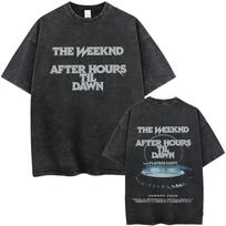 The Weeknd New Print Vintage Washed Tshrit Album Pop Graphics Hurry Up Tomorrow Tops Aesthetic Hip Hop Tshrits Unisex Streetwear S gray