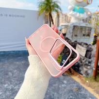 Magnetic Wireless Charging Phone Case Anti-Fingerprint for Redmi 14C 15C Metal Lens Stand Frosted Shockproof Cover for RM 15 4G Opp Bag&For RM 14C rožinė