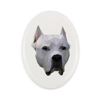 Dog Argentyński, Dogo Argentino -Płytka Ze Zdjęciem I Napisem Geometryczna Marki Art-Dog gray