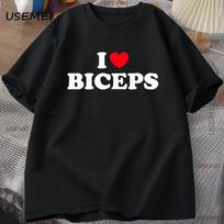 I Love Biceps T-Shirt Funny Gym Crush Tee for Fitness Fans Tshirt Casual Cotton Short Sleeves Round Neck Tshirt Y2k Clothing S įvairiaspalvis