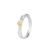Tichia Mažasis Princas ir Lapė Poros Žiedai S925 Sterlingas Sidabras - Prabangus Atviras Žiedas Vyrams ir Moterims Adjustable Open Size white