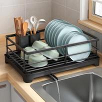Drainer Tray Dish Drying Rack Carbon Steel Plates Organizer with Drainboard  Countertop