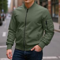 Men's Relaxed-Fit Casual Workwear Baseball Jacket Long-Sleeve Outerwear XL geltona