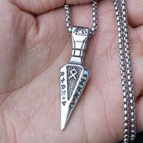 Skandinaviška runų strėlė titano plieno pakabukas vyriškas ir moteriškas madingas kūrybinis pakabukas vėrinys papuošalai 50CM(Necklace Size) sidabras