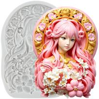 Flower Goddess Silicone Mold Goddess Fondant Molds Cake Decorating Tools Cupcake Topper Candy Sugar Craft Gum Paste Polymer Clay pilka spalva