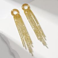 Rhinestone Alloy Geometric Long Fringed Earrings Street Shot Bridal Wedding Dinner Atmospheric Earrings Jewelry