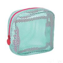 Portable Mesh Cosmetic Bag Women Dopamine Color Storage Makeup Case Mesh Toiletry Storage Pouch Organizer white
