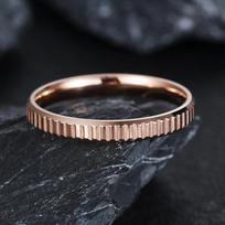 Fashion 4mm Gearwheel Stainless Steel Couple Wedding Rings 316L Rose Gold Engagement  for Women Not Fade 5&No Engrave rožinio aukso spalvos