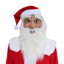 Halloween Mask Party Wrinkled Latex Mask Party Dress Up Supplies Christmas Grandfather Hat Mask Full Face Headgear Mask white