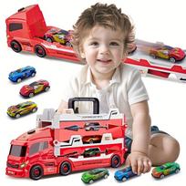 New Launching Car Tow Truck Kids Toy, 6 Small Car Set, 35.4 inch Super Long Size, Develops Organizing and Hands-On Skills, Gift. gray