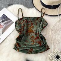 Sexy Print Jacquard Tube Chic Strapless Crop Fashion Sleeveless Camis Autumn Women Tank S žalia