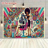 Retro Hair Salon Tapestry, Pop Art Barber Shop Background Cloth, Salon Studio Wall Decor 47.2x31.5inch/120*80cm