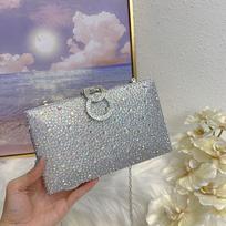 Luxury dinner bag, light luxury diamond-encrusted handbag, fine flash fashion temperament, simple hand-held messenger bag sidabras