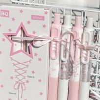 4pcs/set Sweet Ballet Strap Gel Pen 0.5mm Fast Drying Exam Pen for School Kawaii Writing Supplies for Girls INS Korean Study Pen gray