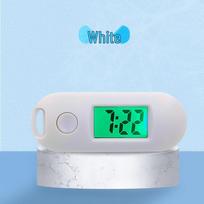 Minimalist Macaron Color Keychain Timer: Portable Electronic Watch for Students with Time & Date Display white