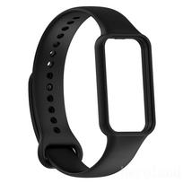Madingas silikoninis laikrodžio dirželis Huami Amazfit Band 7 išmaniajam laikrodžiui, apyrankė, apyrankė, Amazfit band7 dirželio sagtis + plėvelė for Amazfit band7 juoda