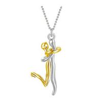 Couple Hug Pendant Necklace 3D Embracing Couple Pendant Necklace Romantic Love Necklace Valentine's Day Anniversary Gift for Him Her E