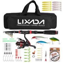 Lixada Fishing Rod and Reel Combo Carbon Fiber Telescopic Fishing Rod with Spinning Reel Combo Carrier Bag Case