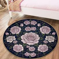 Vintage Rose Round Area Rug,Carpet Rug for Living Room Bedroom Sofa Playroom Decor,Non-slip Floor Mat104 80cmx80cm