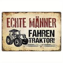 Vintažinis metalinis skardinis ženklas Tikri vyrai vairuoja traktorius Rustic Farmhouse Sienų dekoras namams, tvartui, garažui, biurui Country Life Deco 20x30cm（7.8x11.8inch） black