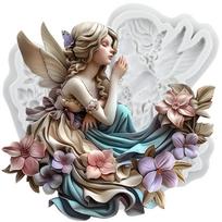 Flower Fairy Silicone Mold Angel Fondant Molds Cake Decorating Tools Cupcake Topper Candy Sugar Craft Gum Paste Polymer Clay pilka spalva