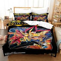 Yu Gi Oh 3D Anime Bedding Set Single Twin Full Queen King Size Duvet Cover Kawaii for Boys Adult Bedroom EU single(135x200cm) black