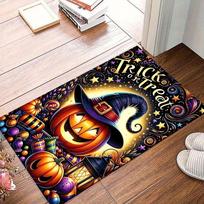 1pc Halloween Pumpkins and Candies Area Rug, Slip-Resistant, Easy-Clean, Stain-Resistant, Perfect for Cozy Living Rooms, Bedrooms, Kitchens, 60cm by 90cm