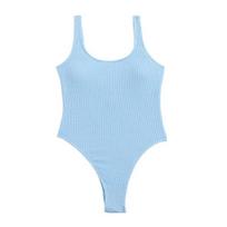 Moteriškas saldainių spalvos Monokini U formos iškirptės vientisas maudymosi kostiumėlis, greitai džiūstantis maudymosi kostiumėlis Skinny paplūdimio apranga S mėlyna
