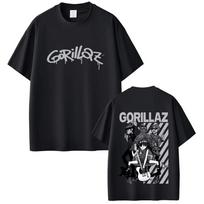 Limited Rock Band Gorillaz Print T-shirts Men Women Hip Hop Gothic Oversized Streetwear Men's Casual Vintage Short Sleeve Tsh... S įvairiaspalvis
