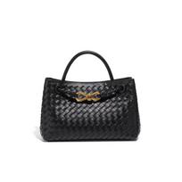 Rankų darbo pintas krepšys, Retro laisvalaikio vienos peties crossbody krepšys, Didelės talpos rankinė gray