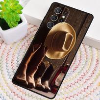 Cowboy Cowgirl Boots Spur Hat Phone Case for Samsung Galaxy note 10 pro S26 Ultra S23 S24 FE S25 S21 S22 PLUS shockproof Cove Galaxy S23+ black