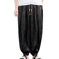 Men Pants Lantern Pants Hippie Boho Baggy Dragon Print Loose Ankle-banded Soft Breathable Harem Pants Long Yoga Pants M juoda