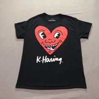 Keith Haring T Shirt Men's Large Graphic Print Logo Heart Artsy Face Black Tee XXL gray