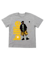 Billie Eilish Star Pattern Printed T-shirt 2026Summer Men's Women's Loose Retro Cotton T-shirt Loose Casual Harajuku Street Wear M gray