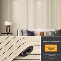 3D medžio rašto lipni tapyba: Dekoratyvus stereofoninis sienos lipdukas svetainėms ir viešbučiams 40cm x 300cm Roll beige