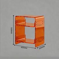 Skaidrus akrilinis naktinis staliukas su laikymo spintelė ir lentyna Double-layer Orange orange
