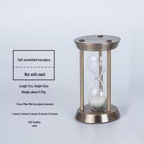 Metalinis savaime užsipildantis smėlio laikrodis - Stiklo ornamentas ir namų dekoravimo dovana Mini Three-Pillar 60*120 gray