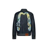 Evisu Siuvinėta Panda Ir Gėlių Bangų Rašto Didelė Džinsinė Striukė Vyriška Striukė Džinsų Mėlyna 2ESHTM4DJ7005XXDP M black