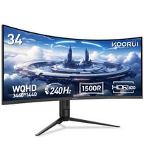 KOORUI G3441XC 34   Curved Gaming Monitor – WQHD 3440×1440 – 240Hz – VA – 1500R – HDR400 – 1ms MPRT – 4000:1 Contrast  – HDMI 2.1 & DP 1.4 juoda