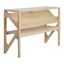 Šviesios natūralios spalvos konsolinis staliukas su stikliniu stalviršiu 41x119 cm Yuki – Light & Living