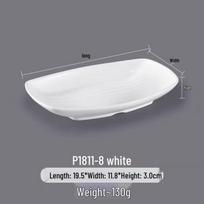 Melamine Rectangular Dinner Plate for Hot Pot, BBQ, and Cold Dishes - Porcelain-Look Restaurant Plate. gray