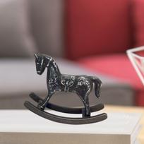 Wooden Rocking Horse Figurine Tabletop Ornament for Cabinet Entrance Bedroom juoda