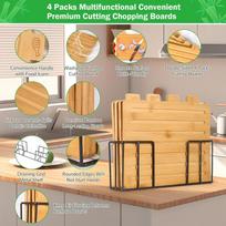 Cutting Boards with Holder Sets for Kitchen Wood Chopping Block for Meat Fish Vegetables Food Chopping Wood Boards Set China Mainland