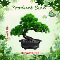 Dirbtinė pasveikinanti pušis, stalinis bonsai su realistišku pagrindu, tinkamas namų svetainės ir miegamojo dekoravimui. Pine bonsai tree - oval pot green