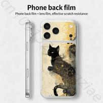 Black Cat Art TICKET Decal Skin Wrap for iPhone 17 Pro/Pro max Protective Film for Back, Frame, Camera iPhone17promax