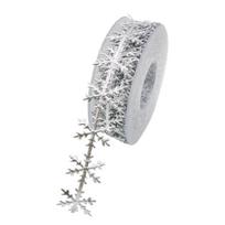 Christmas Glitter Snowflake Shape Lace Ribbons Golden Silver for Wedding Decor sidabras