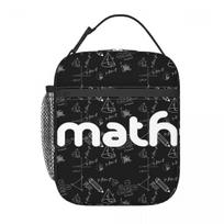 Math Themed Black And White Equation Design Insulated Lunch Bag for Women Children Portable Food Boxes Thermal Lunch Box Tote One Size gray